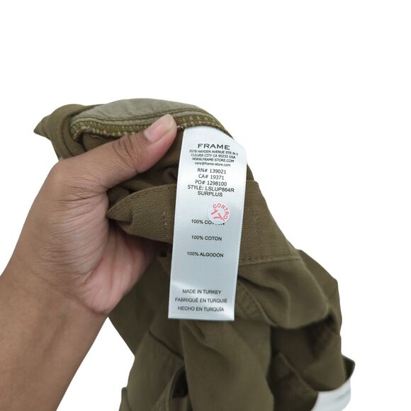 FRAME Women 26 Le Slouch Utility Straight Leg Jeans Surplus Green Low Rise NEW - Picture 6 of 8